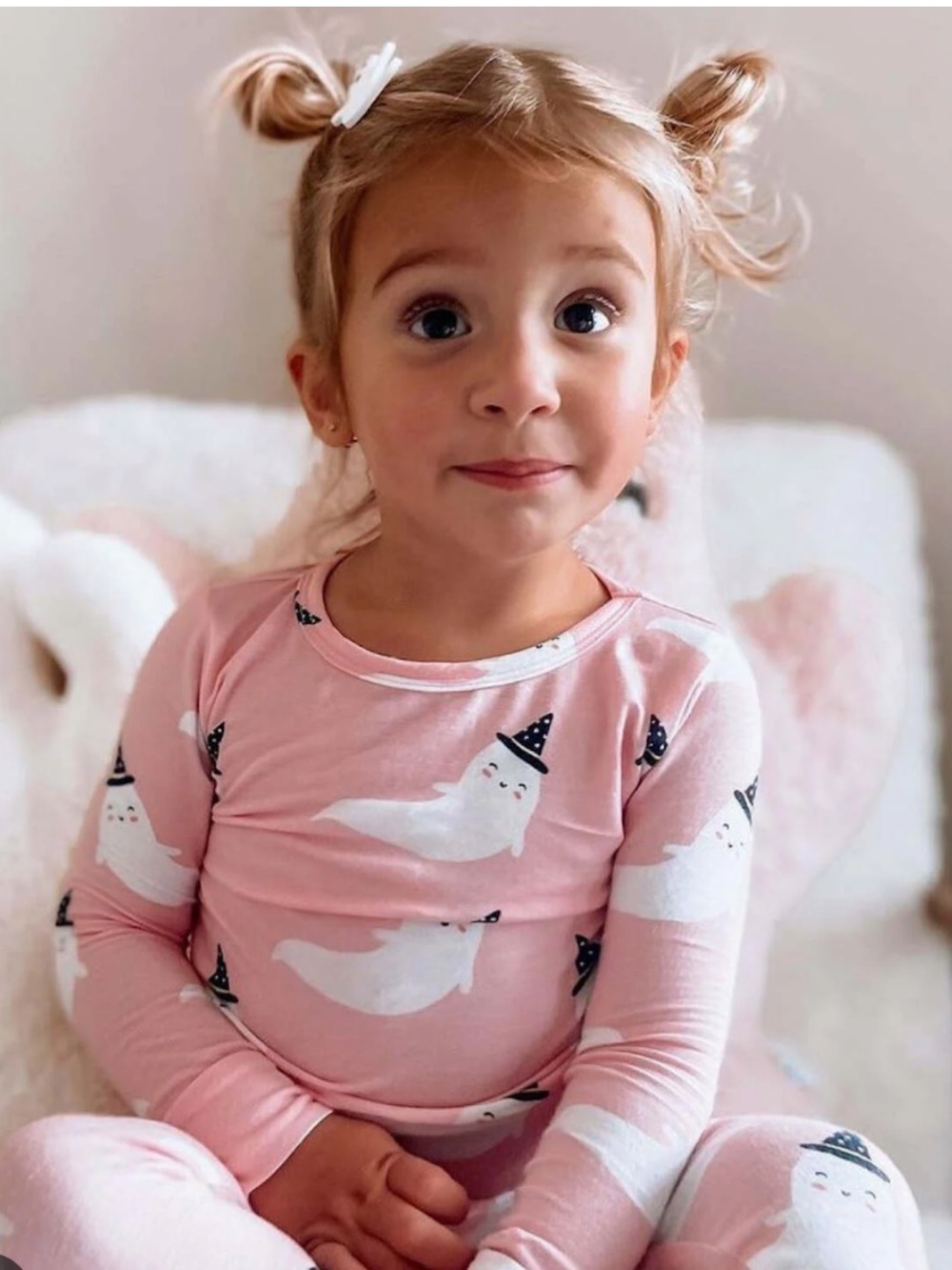 Spearmint LOVE Baby Girl 2-Piece Pink Ghost Print Pajama Set NWT Size 6-12mo